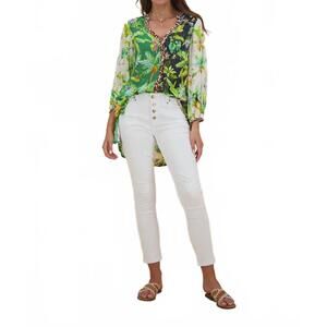 NEW RUBYYAYA junglerama tunic top in multi greens